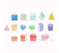 Pegciuho 15 Pieces Geometric Solid Blocks 3D Shapes Learning Toys Transparent Stacking Sorting Educational Model for Children Suitable for Gift