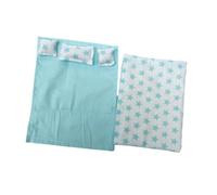Pegciuho 5 Pieces Dollhouse Miniature Bedding Set Bed Sheet Quilt Pillows Realistic Suitable for Model Making Gifts, blue