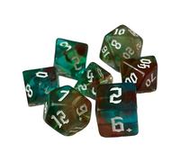 Pegciuho 7 Pieces Double Color Polyhedral Dices Role Playing Dice Party Supplies Large Digitals D6 D4 D8 D10 (00-90 And 0-9) D12 D20, Green Coffee