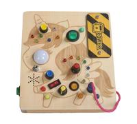 Pegciuho Busy Board Switch Busy Board LED Activity Board Learning Education Toys Wooden Material for Developing Fine Motor Skills Suitable for Home