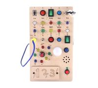 Pegciuho Busy Board with Wooden LED Switch Sensory Toy Activity Board for Developing Fine Motor Skills Interactive Early Learning Suitable for Home