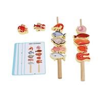 Pegciuho Children Cognitive Game Fruit Lacing Beads Threading Bundle Stacking Blocks Pattern Cards Wooden Build For Cognitive Development And Social Play, Seafood Skewers