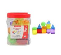 Pegciuho Children Geometric Block Toy Set 12 Translucent Shapes With Storage Container For Sorting Stacking Building Pattern Recognition Suitable For Playroom Classroom
