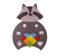 Pegciuho Children Learning Board Wooden Sensory Board Busy Wall-Mounted Activity Board With Beads Buttons Locks Tracks Gears For Hands-On Cognitive Practice Children’s Space Use, Raccoon