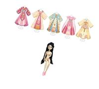Pegciuho Chinese Ancient Clothes Material Kit Chinese Traditional Dress DIY Skill Development Collectible Ancient Costume Toy, 5 Mannequins 1 Doll