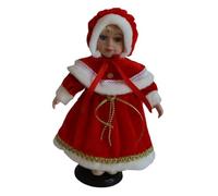 Pegciuho Elegant Porcelain Doll with Made-up Face And Stand, Ideal As A Table Decoration Or Collector's Item. The Doll Is for Dressing Up, Red