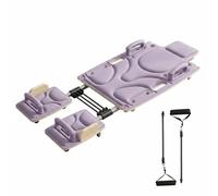 Pegciuho Foldable Core Pilates Board Exercise Board With Resistance Band Support And Stable In Oak Wood Suitable for Bodyweight Work Flexibility, color to 3, Extended With Headrest