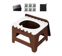 Pegciuho Foldable Potty for Outdoor Adventures Support up to 100kg Travel Toilet, L coffee