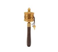 Pegciuho Handheld Prayer Wheel Tibetan Buddhist Prayer Tool Meditation Wheel With Metal Drum Wood Handle Smooth Design suitable for meditation altar devotion, Gold