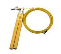 Pegciuho Jumping Rope Speed Skipping Rope Exercise Cable Aluminium Alloy Handle Adjustable Design Degree Bearing Suitable for Women Men Kids Indoor, Thin Gold