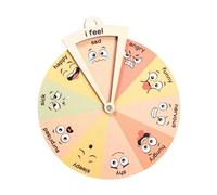 Pegciuho Kids Emotion Wheel Table Children Interactive Toy Emotional Teaching Portable Wooden Tool Suitable for Social Development, Diameter 20cm