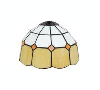 Pegciuho Lamp Cover Stained Glass Lampshade Shade Canopy with Classic Plaid Pattern and Warm Coastal Aesthetic for Retro Home Décor Suitable, Ginger Yellow, White, Style to 2