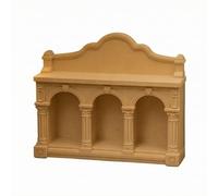 Pegciuho Miniature Arch Bookshelf Dollhouse Storage Unit Wood PLA Material Vintage European Design With Arched Open Compartments Curved Pediment Rear Panel