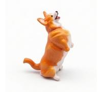 Pegciuho Miniature Canine Figure Dog Figurine Pet Model Animal Sculpture Diorama Accessory With Expressive Pose For Model Scenes Streets Parking Lots, Corgi Jumping