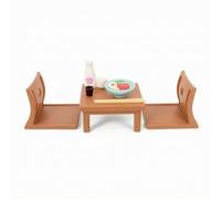 Pegciuho Miniature Dining Scene Realistic Low Table Dollhouse Accessory With Lightweight Construction Clean Surface Rectangular Top Suitable for Room, Japanese Table Chair Sushi Model Set Three