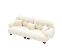 Pegciuho Miniature Dollhouse Sofa, Miniature Toy Model, Bedroom Micro Scene, Doll Sofa for Role-playing, Modern, Classic, Flocked, 1 30 Beige