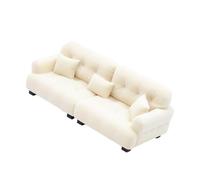 Pegciuho Miniature Dollhouse Sofa, Miniature Toy Model, Bedroom Micro Scene, Doll Sofa for Role-playing, Modern, Classic, Flocked, 1 20 Beige
