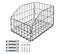 Pegciuho Rear Basket Rack Basket Heavy Duty Steel Detachable Basket Spacious Storage Lightweight Easy to Install Daily Use Cycling, Black