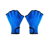Pegciuho Swim Webbed Gloves Water Resistance Training Fingerless Gloves Wrist Strap Waterproof Rubber Comfortable Fit Suitable for Body Boarding Water Aerobics, Blue, L