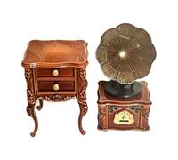 Pegciuho Vintage Miniature Gramophone with Case, Scale 1:12, Phonograph for Dioramas