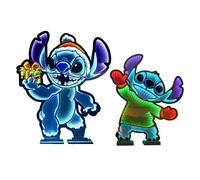 Pegdev 1.4m Disney Stitch & 75cm Dancing Stitch Infinity Mirror Light Bundle Pegdev Multicolor