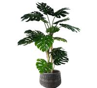 Pegdev 150cm Artificial Monstera Plant with Large Rustic Fibreglass Planter in Green Pegdev Green