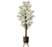 Pegdev 150cm Artificial White Cherry Blossom Tree with Elephant Planter Pegdev White