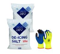 Pegdev 20kg Premium White De-Icing Rock Salt with Pair of Thermal Work Gloves Pegdev White