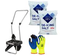Pegdev 20kg White De-Icing Salt with Oscillating Spreader & Latex Gloves Kit Pegdev White