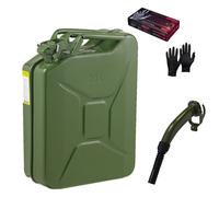 Pegdev 20L Heavy Duty Jerry Can with Metal Spout & Nitrile Gloves UN Certified in Dark Green Pegdev Dark Green