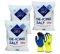 Pegdev 30kg Premium White De-Icing Rock Salt with Pair of Thermal Work Gloves Pegdev White