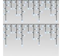 Pegdev Cool White LED Icicle Lights Black Cable Outdoor Connectable 7m Pegdev Cool White