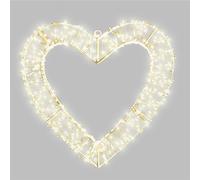 Pegdev Elegant Christmas Heart Pre Lit LED Decoration 960 Warm White LEDs 40cm Timer Pegdev White