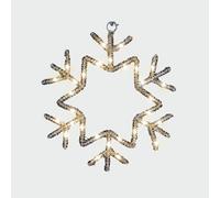 Pegdev Elegant Pre Lit 25cm Snowflake Christmas Hanging Light 30 Warm White Micro LEDs Timer Pegdev White