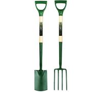 Pegdev Ergonomic Steel Border Spade & Fork Ash Ergo YD Handles 28" & 30" Length Precision in Dark Green Pegdev Dark Green
