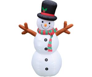 Pegdev Festive Inflatable Snowman 180cm with LED Lights Indoor Outdoor Christmas Decoration in White Pegdev White