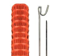 Pegdev Highly Durable Orange Plastic Barrier Fencing with Steel Pins 100m 50 Pins Pegdev Orange