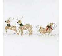 Pegdev Led Gold Reindeer & Sleigh Outdoor Christmas Decoration