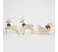 Pegdev LED Gold Reindeer & Sleigh Outdoor Christmas Decoration Pegdev Gold