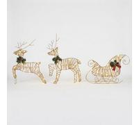 Pegdev Led Rose Gold Reindeer & Sleigh Outdoor Christmas Decoration