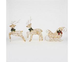 Pegdev Led Rose Gold Reindeer & Sleigh Outdoor Christmas Decoration