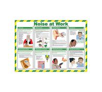 Pegdev Noise at Work A2 Landscape Laminated Health & Safety Poster Durable Sign in White Pegdev White