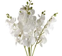 Pegdev Pack of 6 100cm Artificial White Orchid Stem Elegant Faux Flowers Pegdev White
