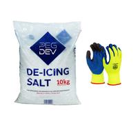 Pegdev - Pdl 10Kg Premium White De-Icing Rock Salt With 1 X Pair Of Thermal Work Gloves