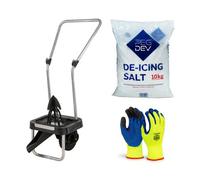 Pegdev - Pdl 10Kg Salt White De-Icing Salt & Optio Spreader Bundle - Premium Winter Kit With Latex-Coated Gloves