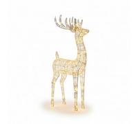 Pegdev - Pdl - 118Cm Outdoor Metal Silver Deer With 600 Warm White Leds Silver Pvc Strip Christmas Garden Decoration