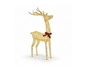 Pegdev - Pdl - 127Cm Gold Rattan Led Christmas Reindeer Outdoor Decoration With 450 Warm White Lights Weather Resistant Display