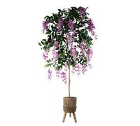 Pegdev - Pdl 150Cm Artificial Light Pink Wisteria Tree With Realistic Foliage In Rustic Fibreglass Planter For Indoor Display