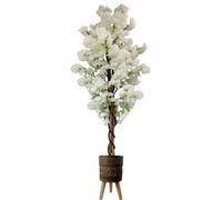 Pegdev - Pdl - 150Cm Artificial White Cherry Blossom Tree With Elephant Composite Planter Fibreglass Rustic Style, Indoor/ Outdoor