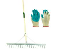 Pegdev - Pdl - 18 Tooth Aluminium Landscape Rake With Gardening Gloves - Garden Tool Set.